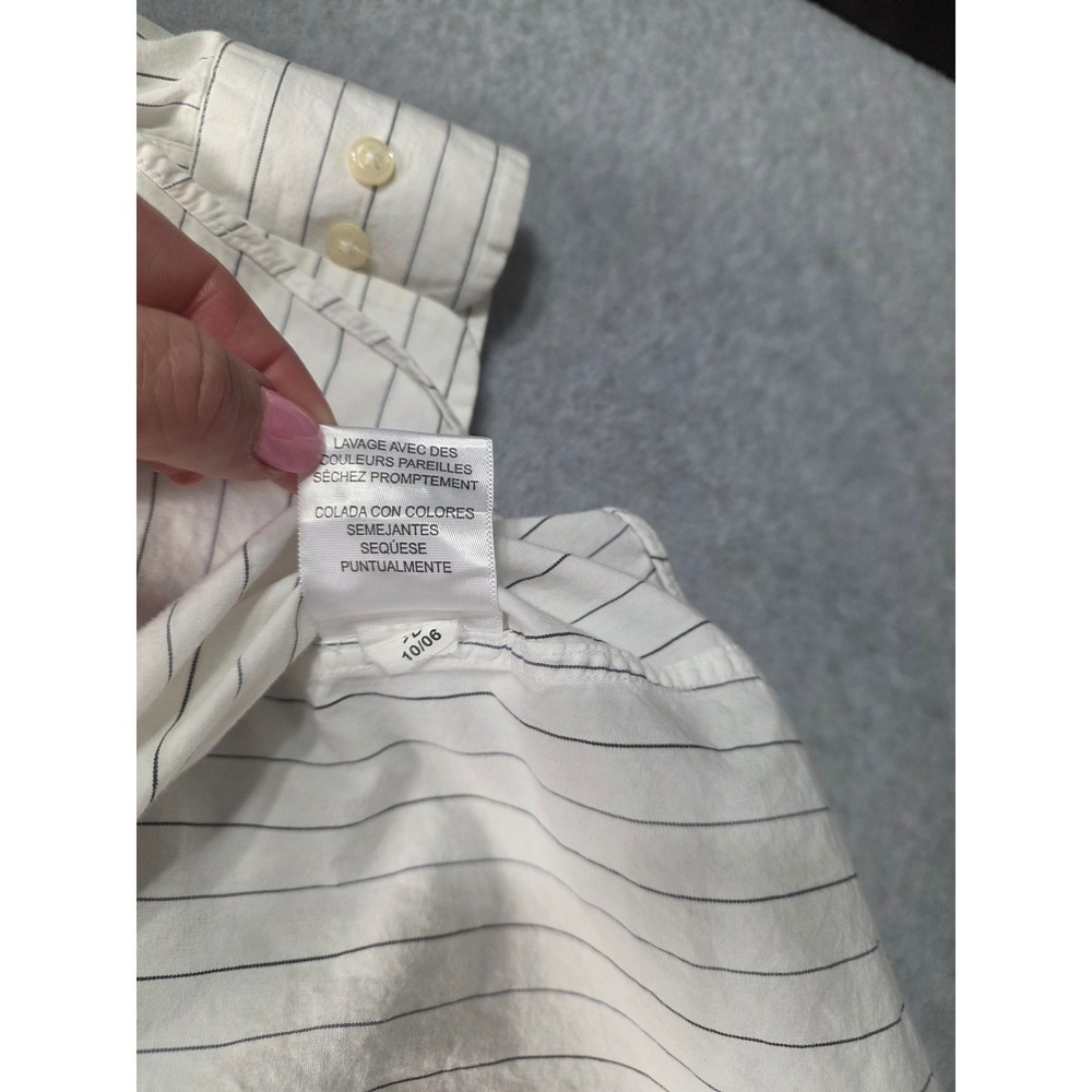 Tommy Hilfiger Mens White Black Pinstripe Button Down‎ Shirt 16.5 32/33 Cotton - Picture 6 of 8